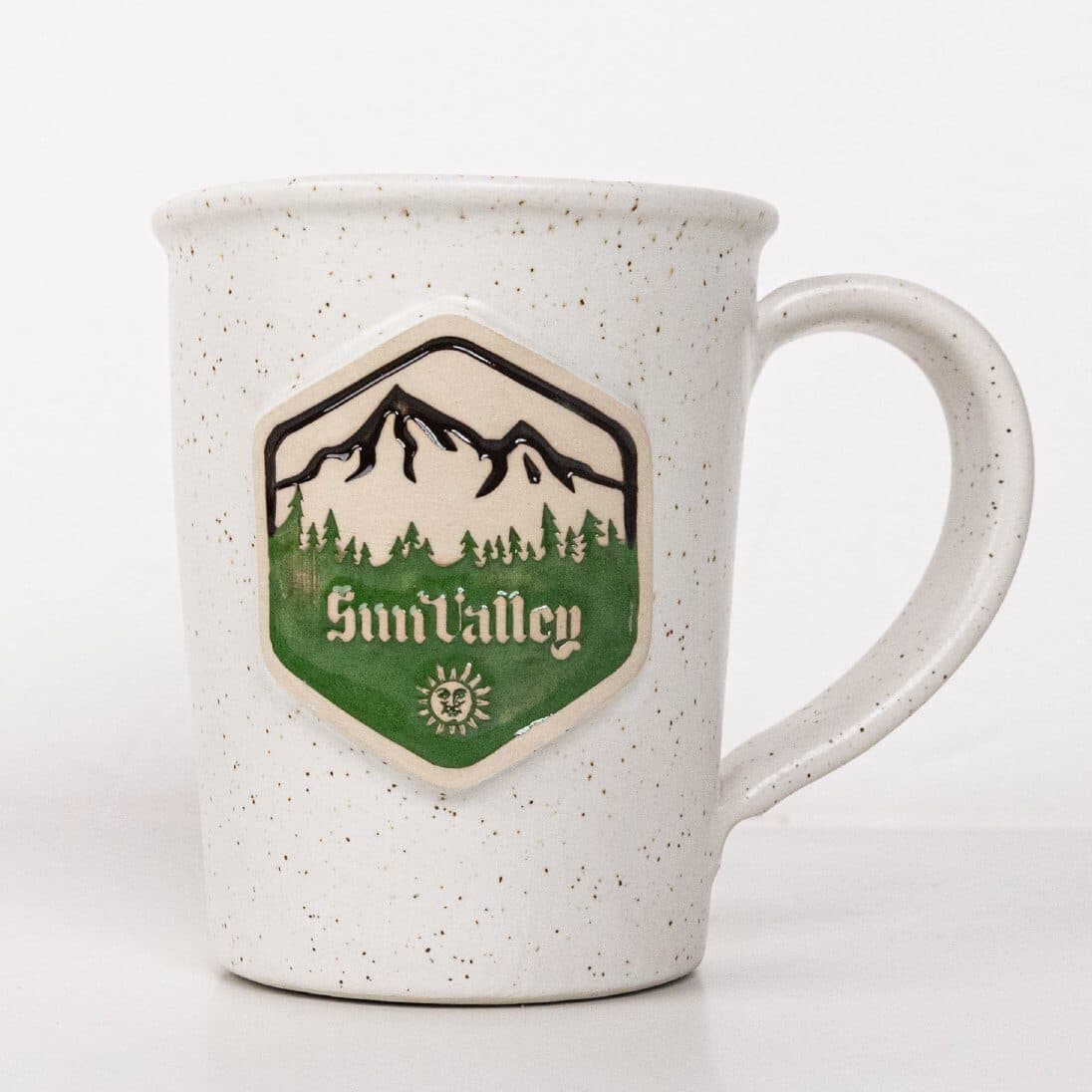 White Speckle glaze on a custom mug